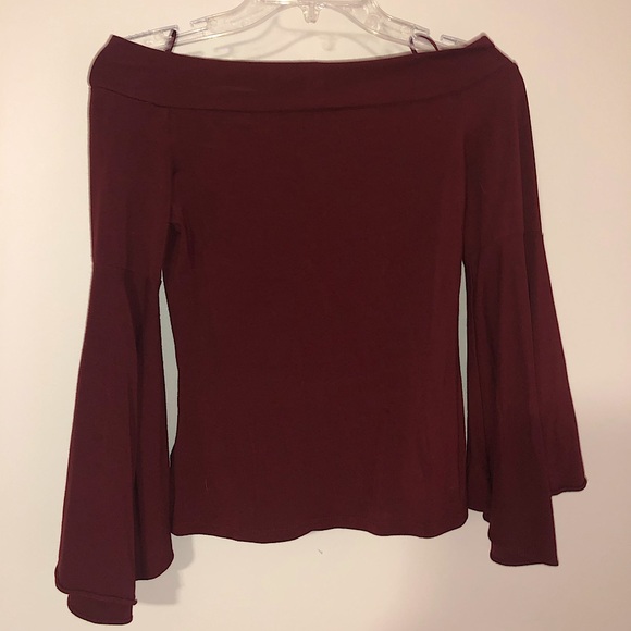Express Off The Shoulder Top in Maroon - Picture 1 of 2